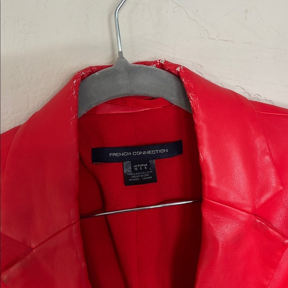 French Connection Red Faux Leather Blazer and Pants Set jacket suit size 6 - Picture 6 of 6